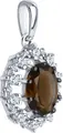 Diamant 94-330-02042-4 Bijuterie pentru femei din argint 925 placat cu rodiu, cu cuarț fumuriu rotund și zirconii incolore, 1.87g, 23x13x6mm