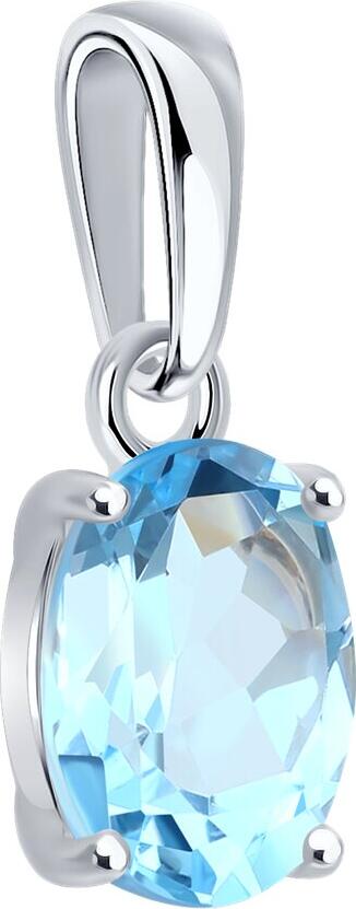 Bijuterie SOKOLOV 92030820 pentru femei cu topaz albastru oval, argint 925 placat cu rodiu, piatra 1.422 carati (8x6 mm), lungime 16 mm