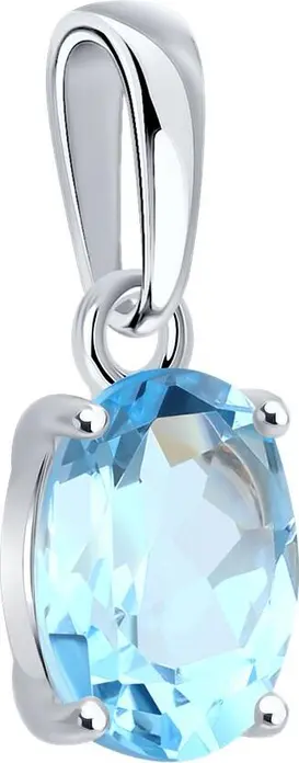 Bijuterie SOKOLOV 92030820 pentru femei cu topaz albastru oval, argint 925 placat cu rodiu, piatra 1.422 carati (8x6 mm), lungime 16 mm