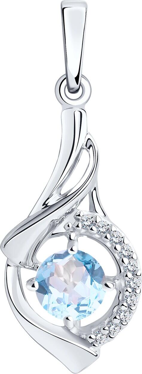 Diamant Women's Pendant 94-330-00379-1, 925 Sterling Silver Rhodium Plated with Round Colorless Topaz and Cubic Zirconia, 26x10x4 mm