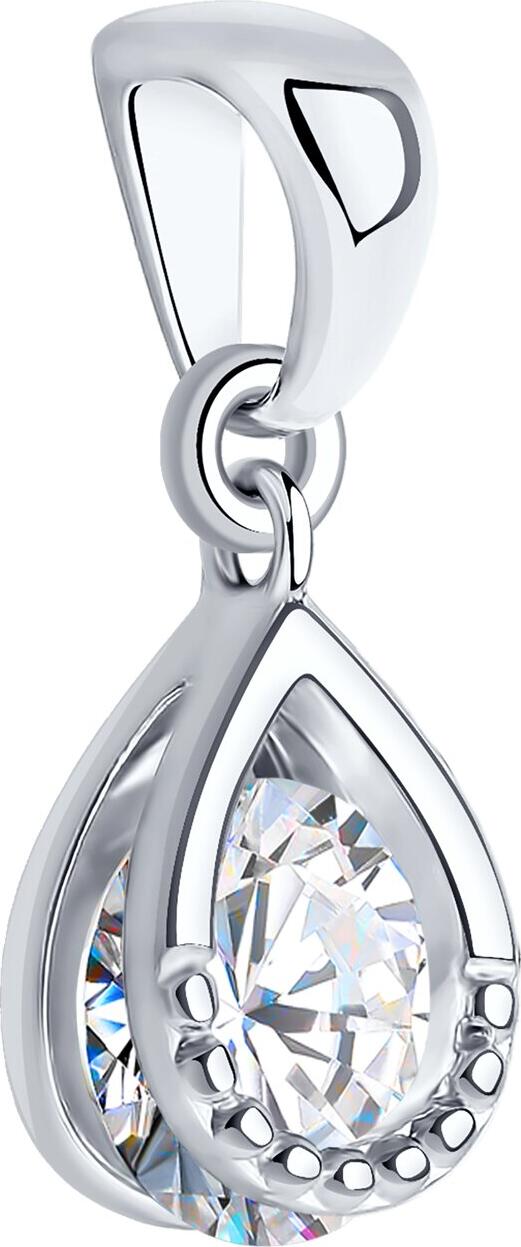 Pandantiv SOKOLOV 94032109 pentru femei, design inima traforata, argint 925 cu zirconiu cubic, 20mm x 11mm x 4mm, 0.96g