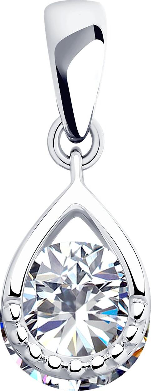 Pandantiv SOKOLOV 94032109 pentru femei, design inima traforata, argint 925 cu zirconiu cubic, 20mm x 11mm x 4mm, 0.96g
