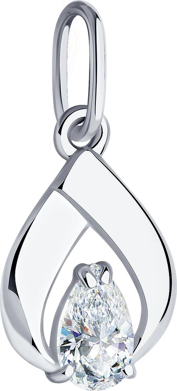 Pandantiv SOKOLOV 94032109 pentru femei, design inima traforata, argint 925 cu zirconiu cubic, 20mm x 11mm x 4mm, 0.96g