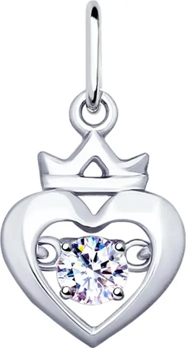 Pandantiv SOKOLOV 94032109 pentru femei, design inima traforata, argint 925 cu zirconiu cubic, 20mm x 11mm x 4mm, 0.96g