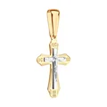 Pandantiv Cruce Ortodoxă Diamant Colecția Blagovest 51-131-02792-1, Aur Roșu 585, Design Bicolor cu Inscripție pe Spate, 29mm x 13mm, 1.19g