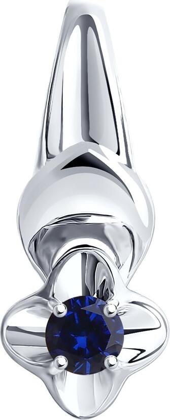 Pandantiv de argint Diamant pentru femei 94-330-00974-1 cu insert de corund safir sintetic rotund, 16x6x5 mm, 0.98 g