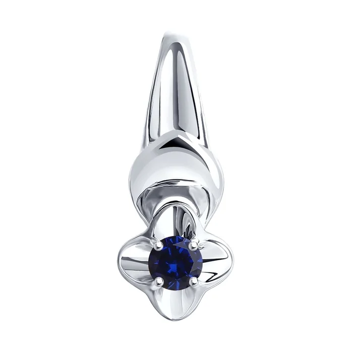 Pandantiv de argint Diamant pentru femei 94-330-00974-1 cu insert de corund safir sintetic rotund, 16x6x5 mm, 0.98 g
