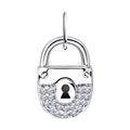 Diamant 94-130-01000-1 Lock Pendant for Women, 925 Sterling Silver Rhodium Plated with White Enamel and Colorless Cubic Zirconia, 23x11x4 mm