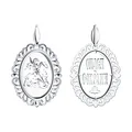 Diamant Pandantiv Argint Sfântul Gheorghe Victoriașul 94-130-01038-1, Argint 925 Bijuterie Religioasă pentru Bărbați, Design Oval cu Cruce și Inscripție, 35x21x5 mm