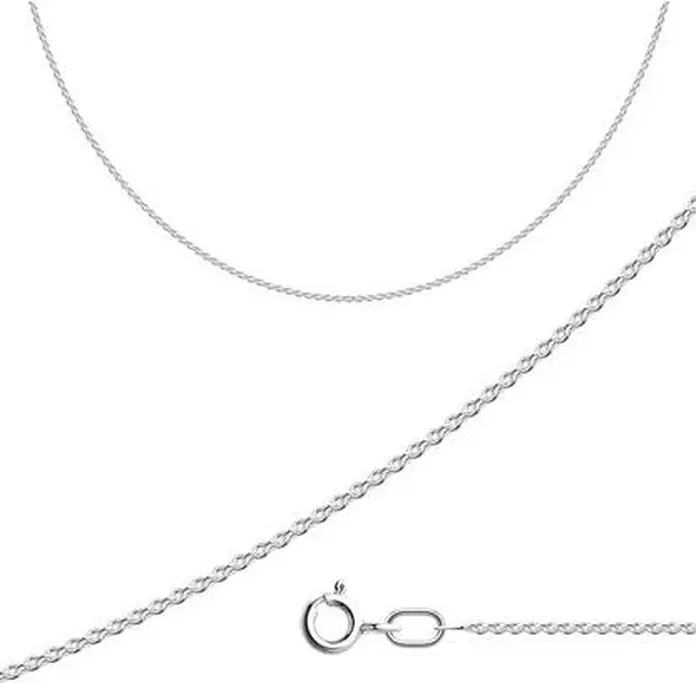 Серебряная цепь Diamant для женщин, серебро 925 пробы с родированием, якорное плетение (бриллиантовое), ширина 3 мм, длина 45 см, арт. 96-180-50030-1