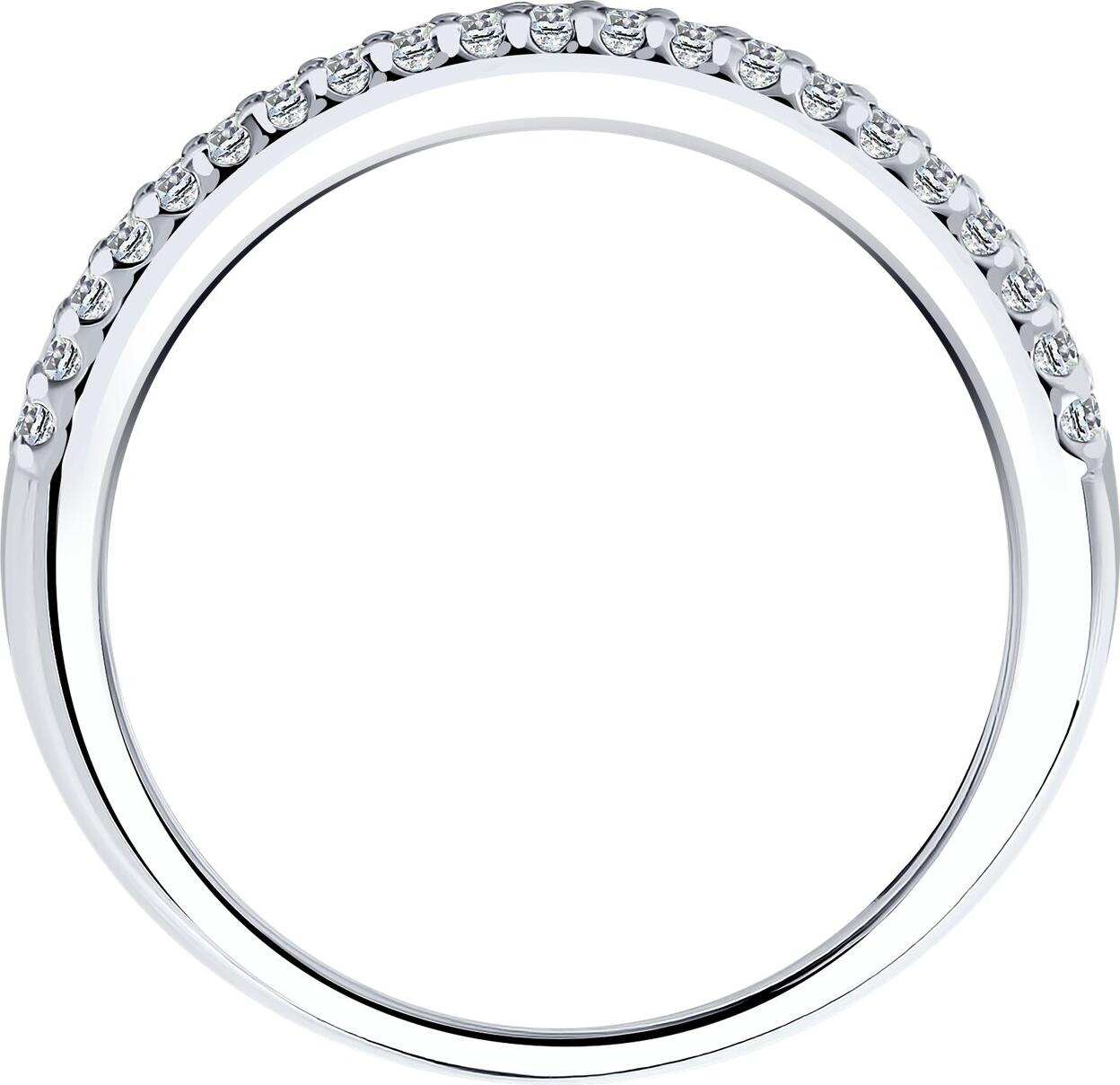 SOKOLOV SVOBODA Women's Ring 94011536, Size 16.5, 925 Sterling Silver with Rhodium Coating, 42 Round Colorless Cubic Zirconia Inserts, 2mm Width