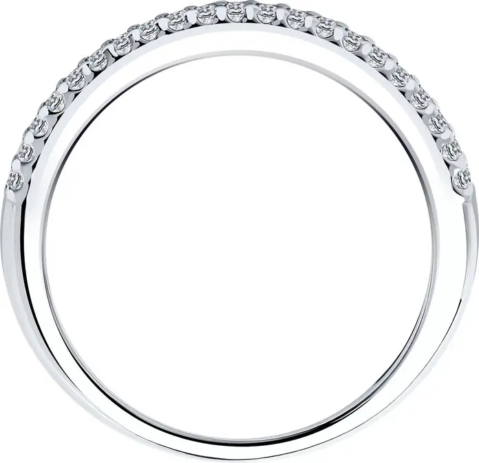 Inel SOKOLOV SVOBODA pentru femei 94011536, Dimensiune 21, Argint Sterling 925 cu placare de rodiu, 42 de zirconii incolore rotunde, lățime 2 mm