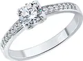 Женское кольцо Diamant 94-110-01712-1, размер 19, серебро 925 пробы с фианитом, ширина 5 мм, высота 4 мм, минимальная ширина шинки 2 мм