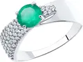 Inel Diamant 94-310-00787-1 pentru femei, Mărime 18, Argint 925 cu Agat Verde rotund (6mm) și accente de Zirconiu (Fianit), Dimensiuni 9x7x4 mm, 2.51g