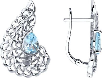 Diamant 94-320-01895-1 Women's Silver 925 Earrings with Pear Cut Topaz 7x5 mm, Weight 4.15g, Dimensions 24x16x3 mm