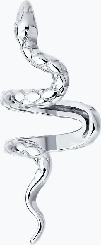 SOKOLOV 94170354 Women's Single Earring, Snake Symbol Design, 925 Sterling Silver with Rhodium Plating, SKLV Collection, 25x11x2 mm