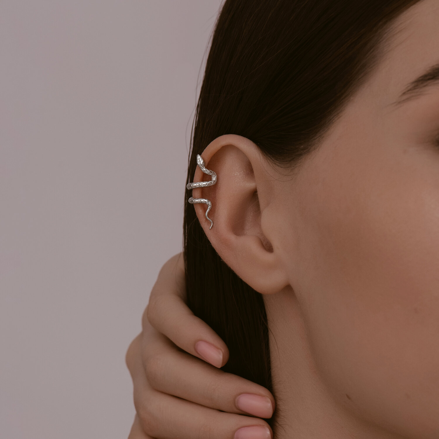 SOKOLOV 94170354 Women's Single Earring, Snake Symbol Design, 925 Sterling Silver with Rhodium Plating, SKLV Collection, 25x11x2 mm