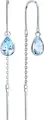 SOKOLOV 727513-3 Women's Drop Earrings in 585 White Gold with Blue Topaz Pear Cut Stones 7x5mm and Chain Design, French Hook Lock