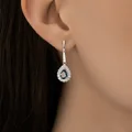 Серьги SOKOLOV 729087-3 для женщин из белого золота 585 с лондонским топазом и фианитами, родиевое покрытие, английский замок, 28x9x3 мм, 3 г