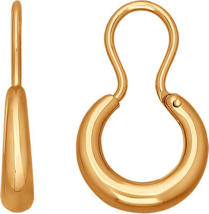 SOKOLOV 20019 Women's Hoop Earrings, 585 Red Gold, 3.14g, Curved Closure, Elegant Gold Jewelry