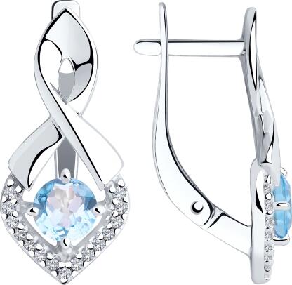 Diamant Women's Silver 925 Earrings with Topaz and Cubic Zirconia, Model 94-320-00380-1, Weight 3.58g, Dimensions 10x22x3mm