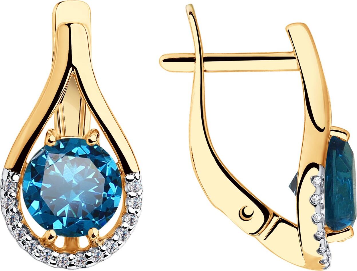 Diamant 51-320-00220-2 Women's Jewelry in 585 Red Gold with London Blue Topaz and Cubic Zirconia, Rhodium Plated, English Lock, 2.7g, 0.126 ct