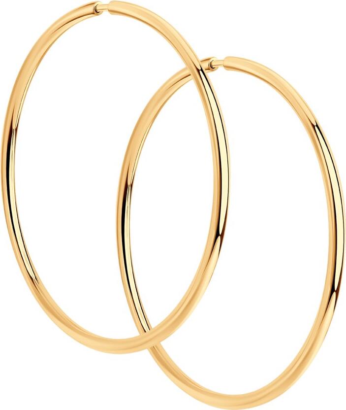 Diamant 93-124-01395-1 Women's Hoop Earrings, Gold-plated Silver, 30 mm Diameter, 1 mm Width, 1.72 g