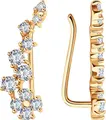 Cercei SOKOLOV 93021058 pentru femei, Argint 925 Pozilat cu placare Rodiu, 22 Pietre Cubic Zirconia Rotunde Incolore, Închidere Tip Clip, 1.80g