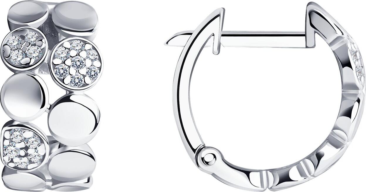 SOKOLOV 94020206 Cerceți pentru femei, Argint Sterling 925 Placate cu Rodiu, Zirconiu Cubic Incolor Rotund 1mm, Închidere Englezească, 0.255 ct