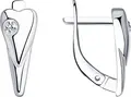 SOKOLOV 87020013 Cercei pentru femei cu diamante în formă de inimă, Argint 925, Diamante incolore 0.01 ct, Închidere englezească, 15x6x3 mm