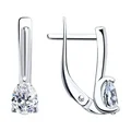 SOKOLOV 94025943 Women's Earrings, 925 Sterling Silver Rhodium Plated, Pear-shaped Colorless Crystal 0.765 ct, English Lock, 17x5x4 mm
