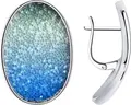 SOKOLOV 94024794 Women's Oval Earrings, 925 Sterling Silver Rhodium Plated with Blue Swarovski Crystals, English Lock, 32x23x6 mm