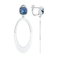 SOKOLOV 94024170 Women's Antique Earrings, 925 Sterling Silver with Rhodium Coating, Blue Swarovski Crystals, English Lock, 56x20x6 mm