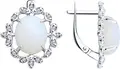 SOKOLOV 83020316 Women's Earrings, 925 Rhodium-Plated Silver, Opalite and Colorless Cubic Zirconia, Round Inserts 1.25mm, English Lock, 5.84g