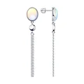 SOKOLOV 83020142 Women's Oval Stud Earrings, 925 Sterling Silver, White Opalite Inserts, 12mm x 5mm