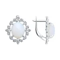 SOKOLOV 83020316 Women's Earrings, 925 Rhodium-Plated Silver, Opalite and Colorless Cubic Zirconia, Round Inserts 1.25mm, English Lock, 5.84g