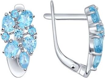 SOKOLOV 92021247 Bijuterii femei, Cercei din Argint 925 cu Topaz, 4 pietre, Închidere Englezească, 2.17g