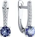 Cercei SOKOLOV 92023032 pentru femei, Argint 925 placat cu rodiu, Pietre Sitall și Zirconiu Cubic rotund, incolore, Închidere englezească, 0.231 ct, 17x5x4 mm
