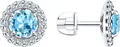 SOKOLOV 92022807 Women's Stud Earrings, 925 Sterling Silver Rhodium Plated, Swiss Blue Topaz and Cubic Zirconia, 10x10x5 mm