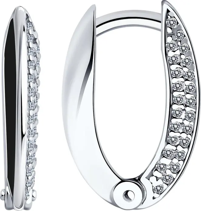 Diamant 94-120-01969-2 Women's Jewelry, 925 Sterling Silver Rhodium Plated with Cubic Zirconia and Enamel, English Lock, 18x3x3 mm