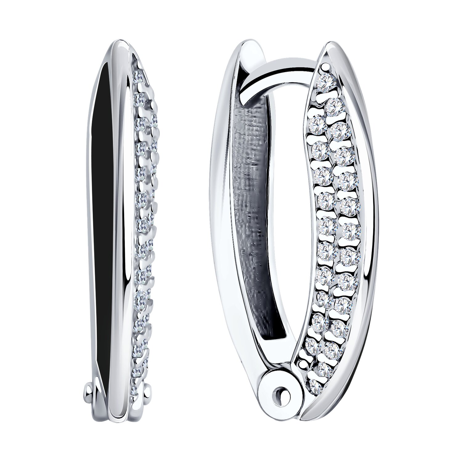 Diamant 94-120-01969-2 Women's Jewelry, 925 Sterling Silver Rhodium Plated with Cubic Zirconia and Enamel, English Lock, 18x3x3 mm
