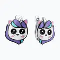 Diamant Children's 925 Rhodium-Plated Silver Earrings with Enamel Unicorn Head, English Lock, Article 94-120-00106-1, 14x11x2 mm