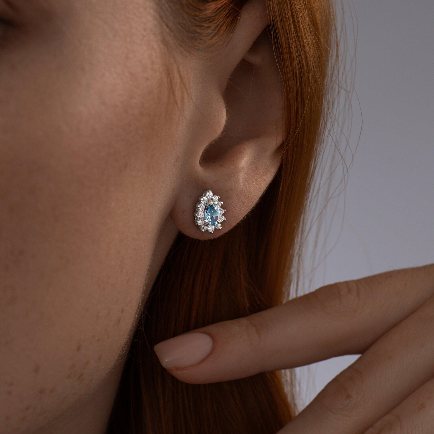 SOKOLOV 92021147 Women's Stud Earrings, Rhodium-Plated 925 Sterling Silver, Round Colorless Topaz and Cubic Zirconia, 0.684 ct, 1.5 mm Stones