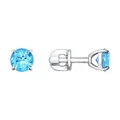 Sokolov 92021086 Women's Stud Earrings, 925 Sterling Silver with Round Topaz Gemstones, 1.1g