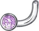 Sokolov 94060038 Women's Nose Piercing Jewelry, 925 Sterling Silver Rhodium Plated, Round Lilac Cubic Zirconia Stone, 0.15g
