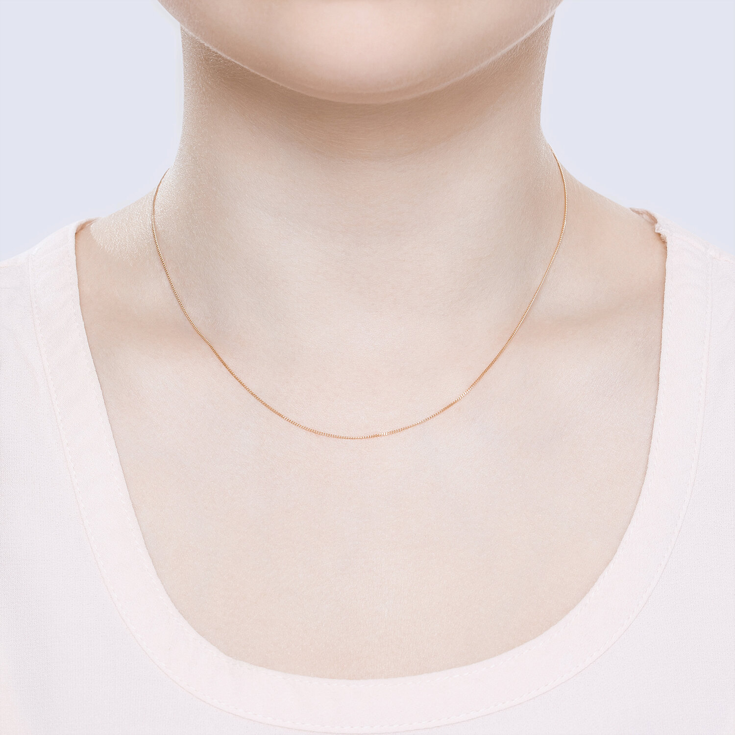 SOKOLOV Red Gold 585 Panzer Weave Chain 581040252, Solid Gold, 1.56g, 55 cm Length, 0.25mm Diameter, Spring Ring Clasp, for Women and Children
