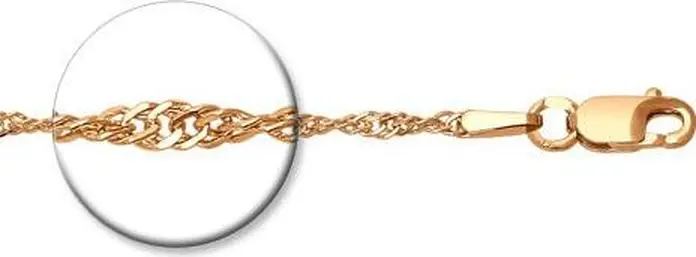 Sokolov 988090302 Women's Gold-Plated 925 Sterling Silver Singapore Weave Necklace Chain, 50 cm, approx. 1.95g