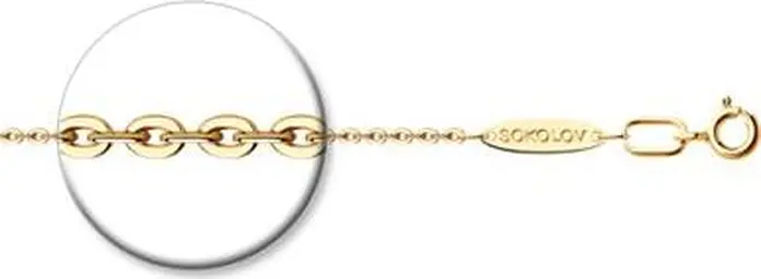 SOKOLOV 988500402 Gold-Plated 925 Sterling Silver Anchor Weave Chain, 50 cm Length, 2.53 g Weight, Unisex Jewelry