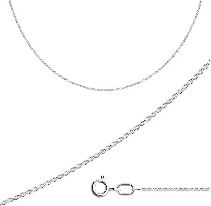 SOKOLOV 968500302 Women's Anchor Chain, 925 Sterling Silver, 40 cm Length, 0.3 mm Wire Diameter, 1.38 g, Elegant Silver Jewelry