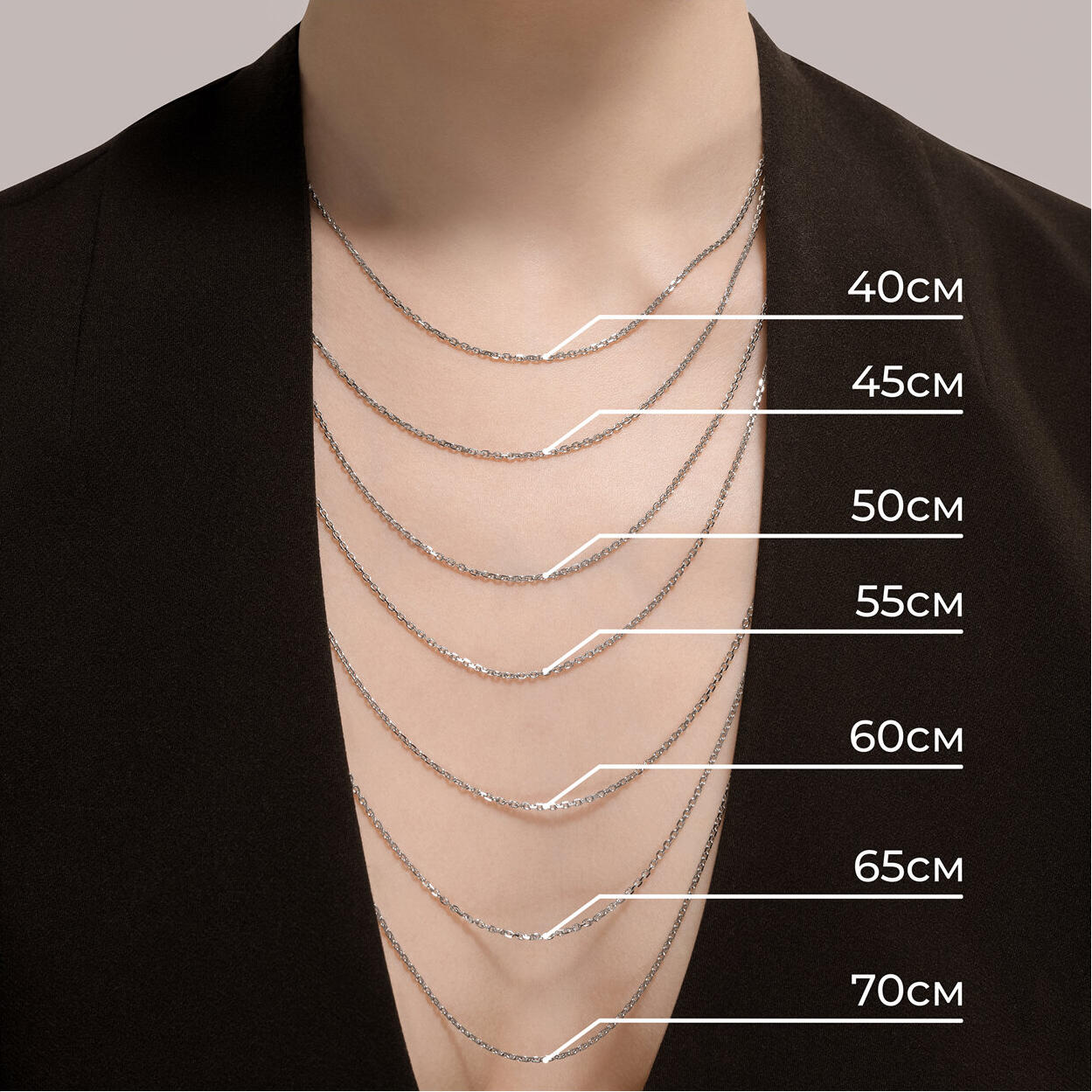 Серебряная цепь SOKOLOV, плетение Нонна, серебро 925 пробы, родированное покрытие, диаметр 0.6 мм, длина 50 см, унисекс, артикул 968060602